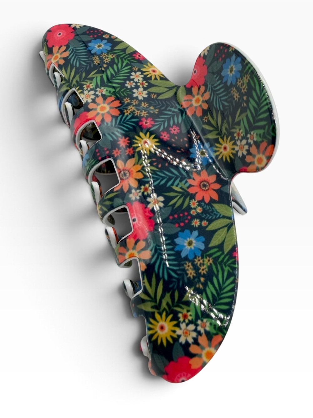 Colorful Floral Print Hair Clip Black New